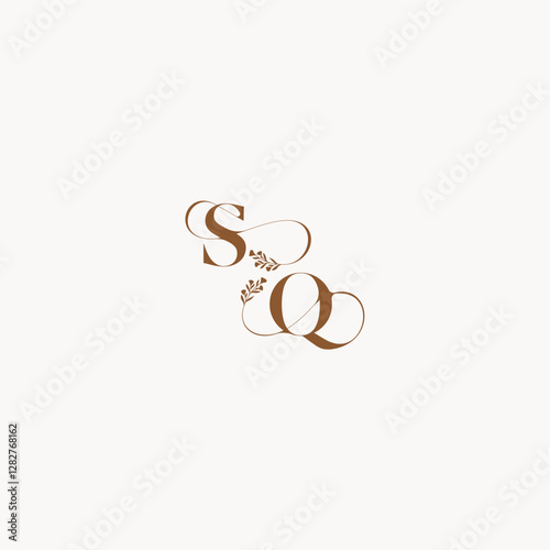 bold and hairline monogram wedding monogram logo initial SQ elegant curve organic letter