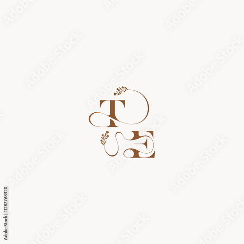 bold and hairline monogram wedding monogram logo initial TE elegant curve organic letter