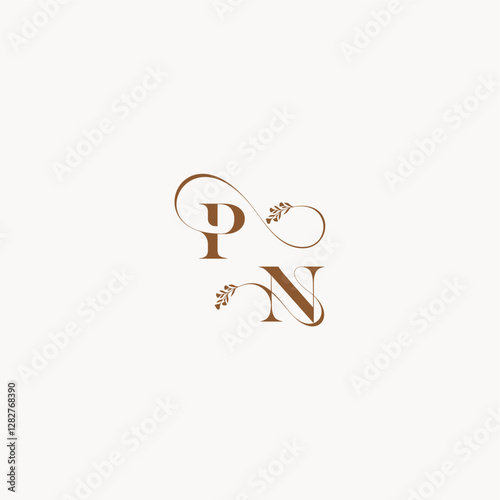 bold and hairline monogram wedding monogram logo initial PN elegant curve organic letter