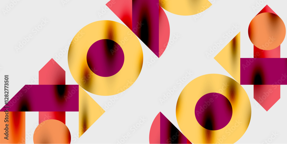Modern abstract background featuring circles, lines, and triangles in a dynamic geometric composition. Perfect for stylish, tech, or creative-themed designs Modern abstract background featuring circles, lines, and triangles in a dynamic geometric composition. Perfect for stylish, tech, or creative-themed designs