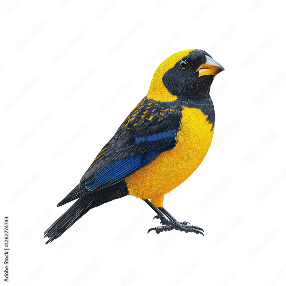 Obraz premium Vibrant Yellow-and-Blue Mountain Tanager Bird Isolated on transparent background