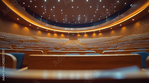 government legislative chamber with an elegant modern design empty seats and structured layout prepared for parliamentary meetings policy discussions and political sessions in an official setting