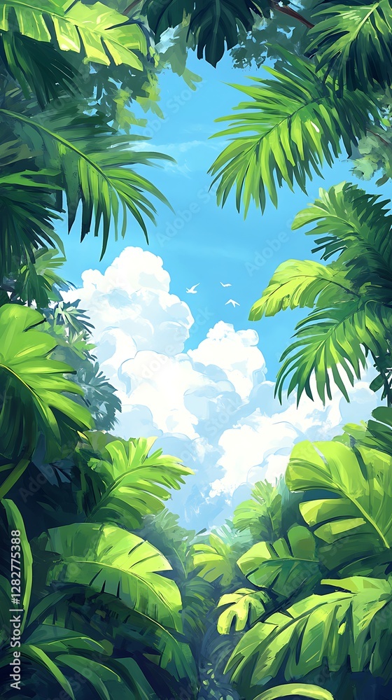 Fototapeta premium Tropical Jungle Canopy Sunlight View