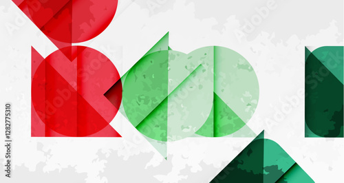 Squares, circles and triangles and grainy noisy texture. Vector Illustration For Wallpaper, Banner, Background, Card, Book Illustration, landing page