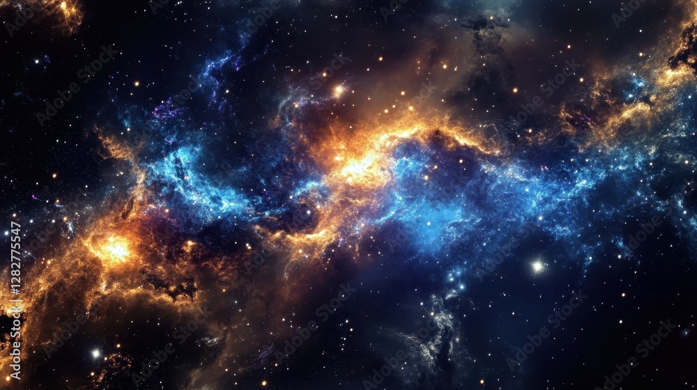 Naklejka premium Mood wallpaper deep space, the cosmic telescope discovery of a galaxy, Generative AI