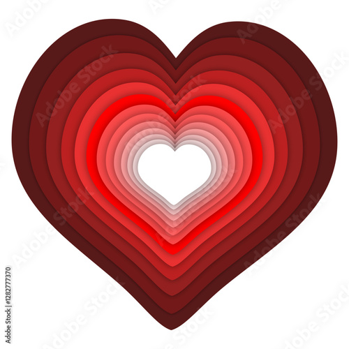 A unique red heart frame with a layered effect, perfect for love and romance themed projects