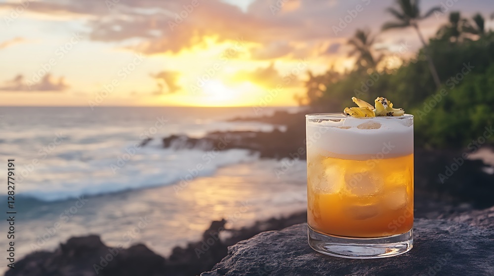 Sunset Cocktail: Tropical Delight by the Ocean Sunset Cocktail: Tropical Delight by the Ocean