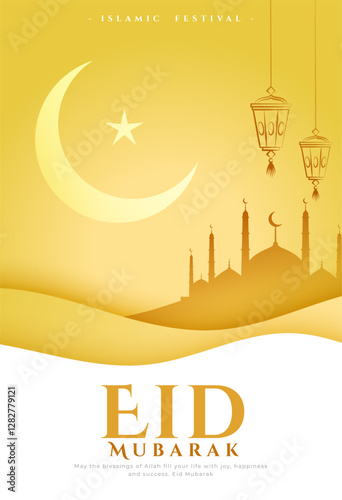 white golden eid mubarak event background design