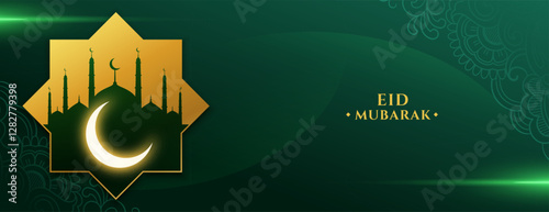 eid mubarak green wallpaper for social media post