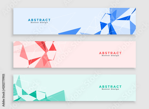 low poly style wide web slider template for corporate information