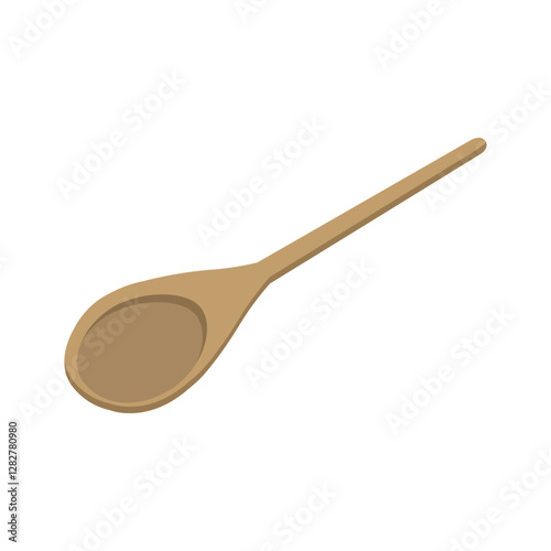 Long wooden spoon vector flat isolated