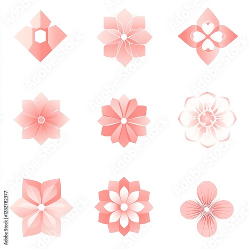 Icon Set of Abstract Cherry Blossom Patterns, Cherry Blossom Festivals