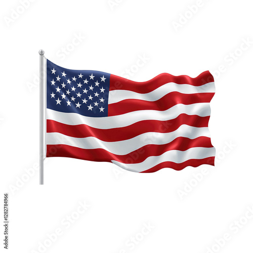 Waving American Flag on a Flagpole - Patriotism and National Pride