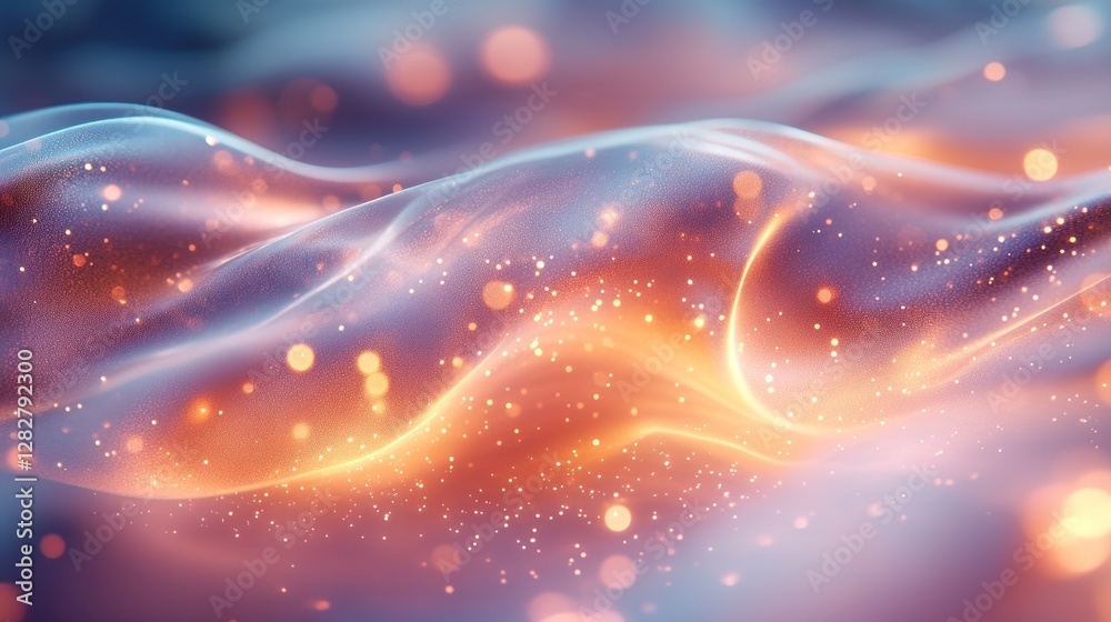 Fototapeta premium Abstract glowing wave, bokeh background, digital art, website banner