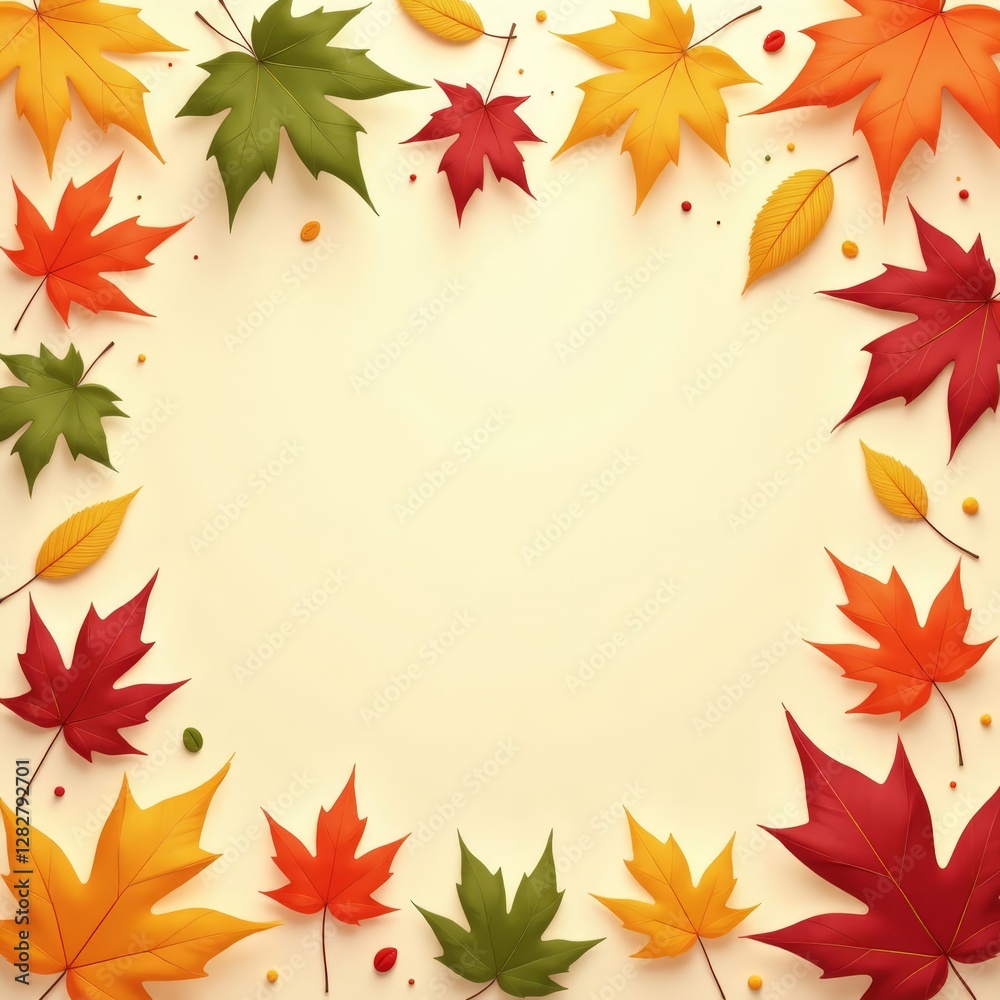 Autumn frame made of colorful maple leaves Autumn frame made of colorful maple leaves