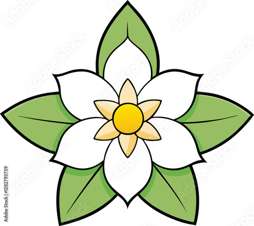 Jasmine flower vector illustration, delicate white jasmine blooms, floral clipart, botanical art, spring flowers, fragrant jasmine design, nature-inspired, elegant floral.