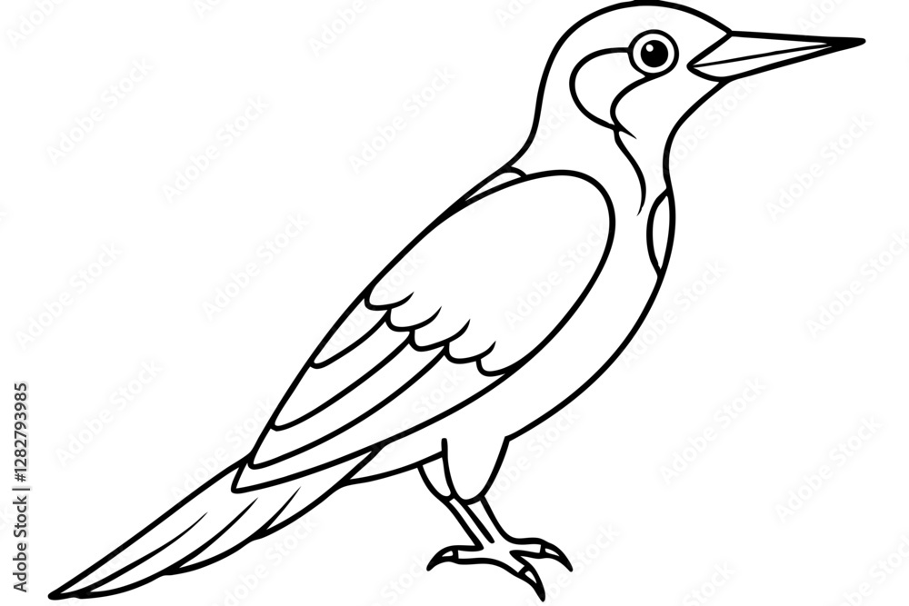 Fototapeta premium Stylized Woodpecker Linework