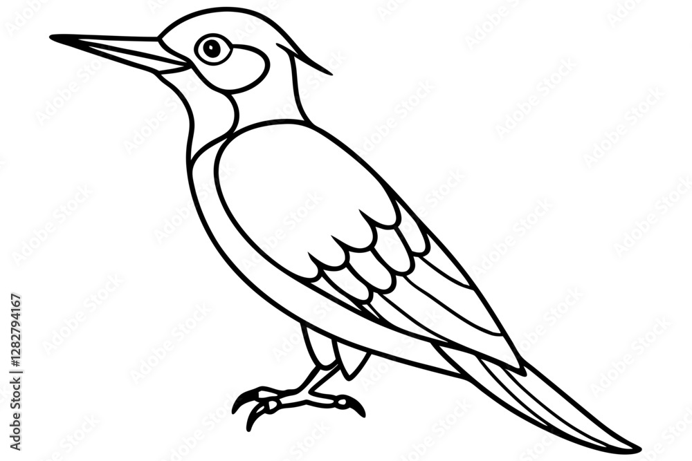 Obraz premium Stylized Woodpecker Linework