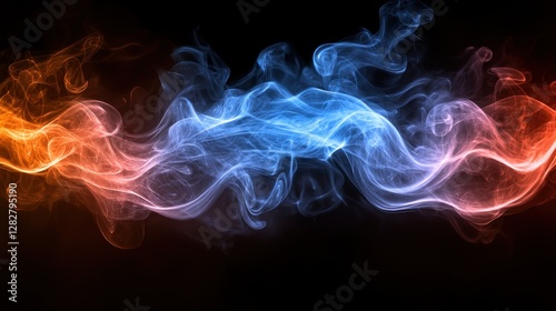 Wallpaper Mural Abstract red blue smoke swirls, dark background, design element Torontodigital.ca