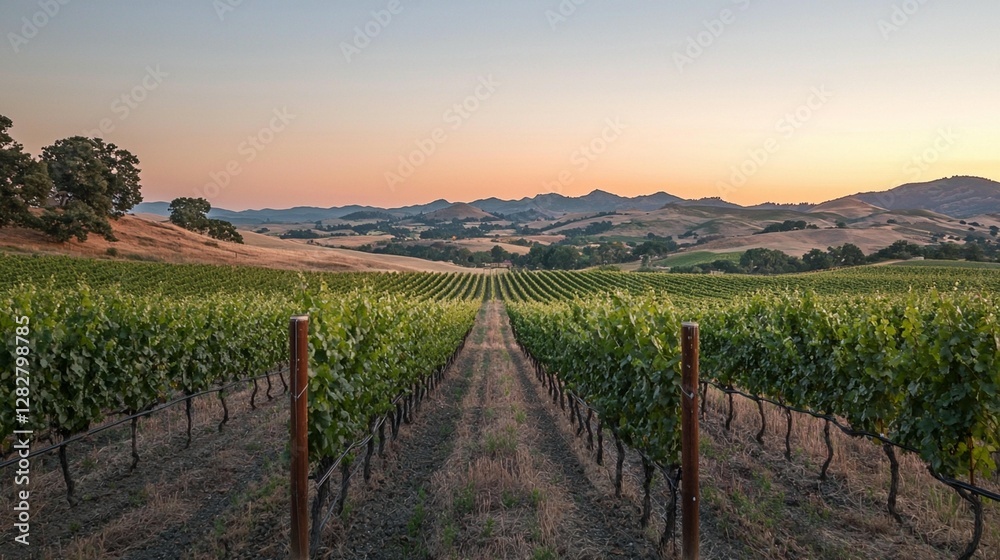 Fototapeta premium Vineyard Sunset Landscape