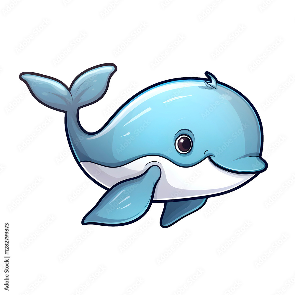 Fototapeta premium Cute little dolphin cartoon, transparent background .PNG (scalable)