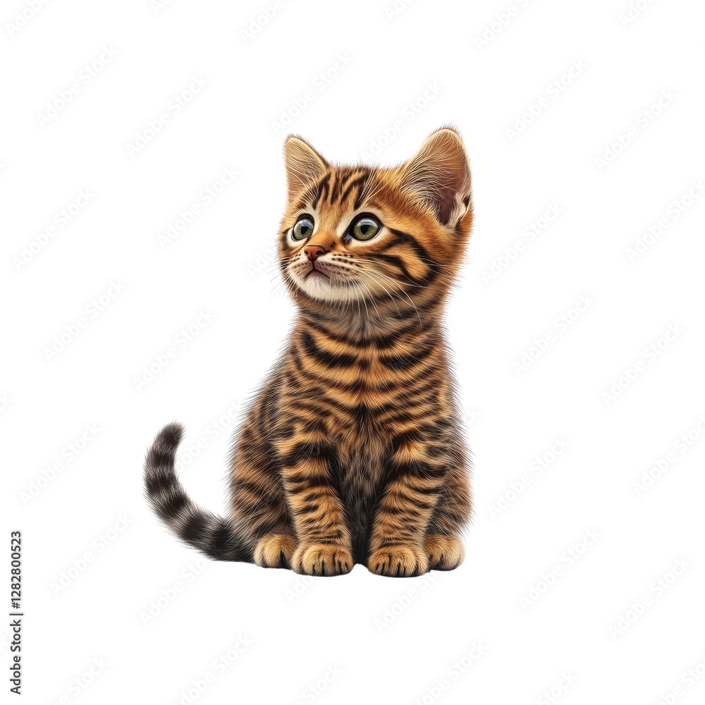 Obraz premium Adorable Bengal Kitten Looking Up, Curious and Playful