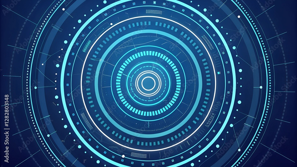 Fototapeta premium Futuristic Digital HUD Interface with Circular Blue Tech Elements