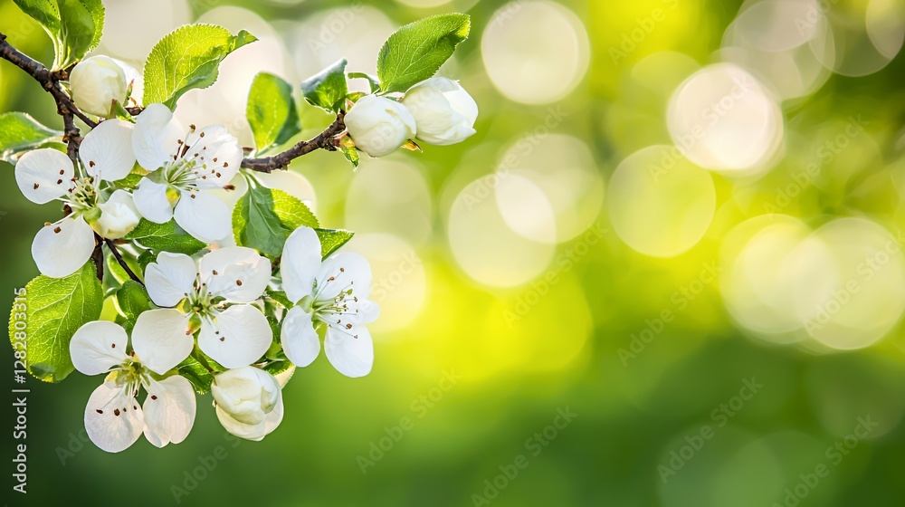 White Blossoms on a Branch Against a Soft Green Background White Blossoms on a Branch Against a Soft Green Background