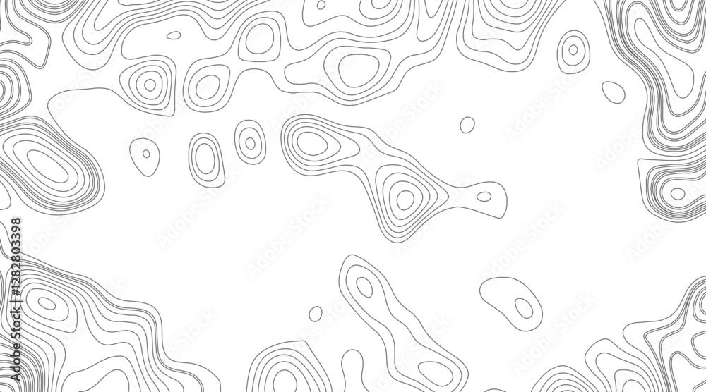 Fototapeta premium The stylized height of the topographic map contour in lines and contours isolated on transparent. Black and white lines seamless Topographic map patterns, topography line map. Vintage outdoors style.