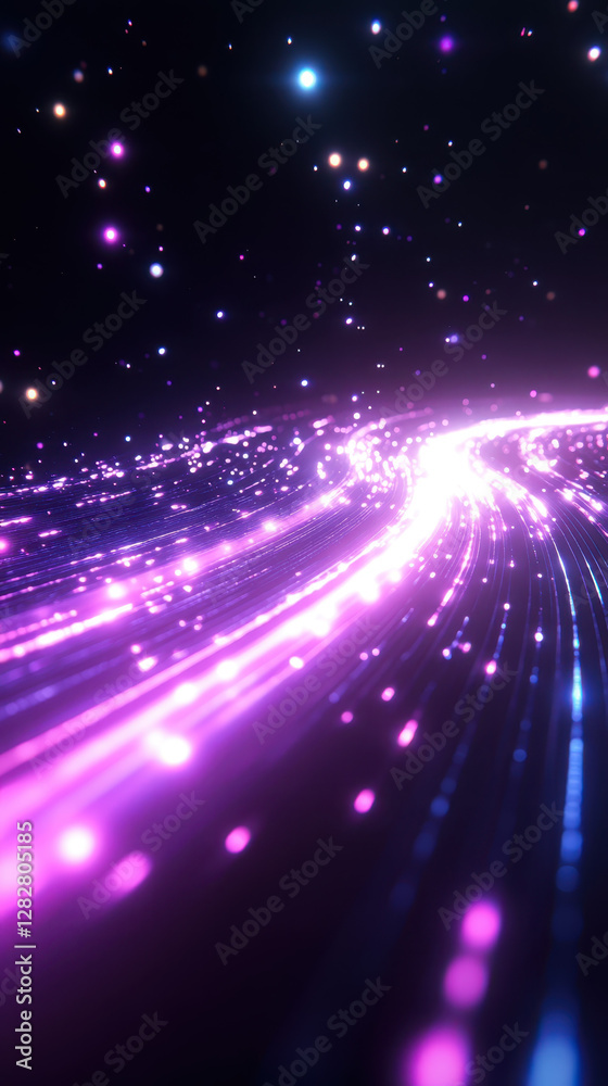Obraz premium vibrant cosmic scene with flowing light trails in purple hues