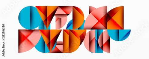 Abstract geometric pattern with intersecting circles and triangles in gradients. The high-contrast composition creates depth and a dynamic, modern aesthetic