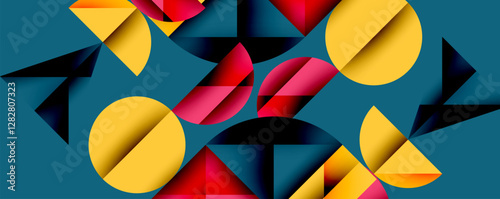 Minimal geometric abstract background. Circle square and triangle design