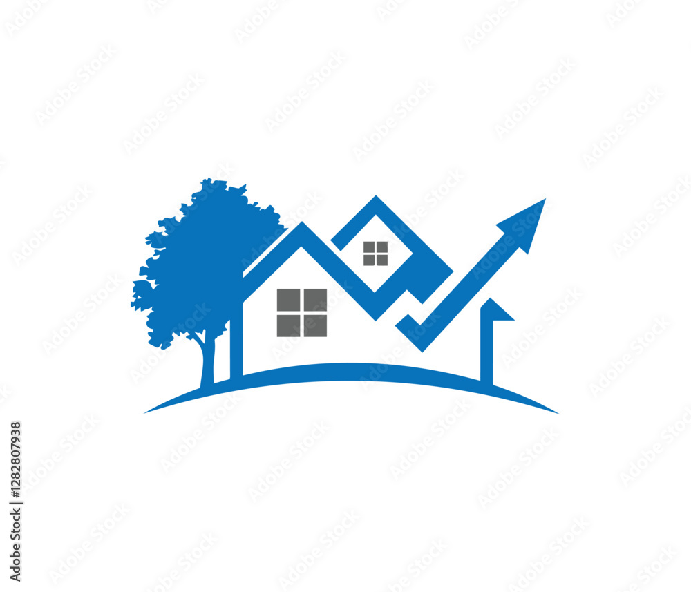 Real Estate Investment Growth: A Strong Market Logo. home logo, building logo.