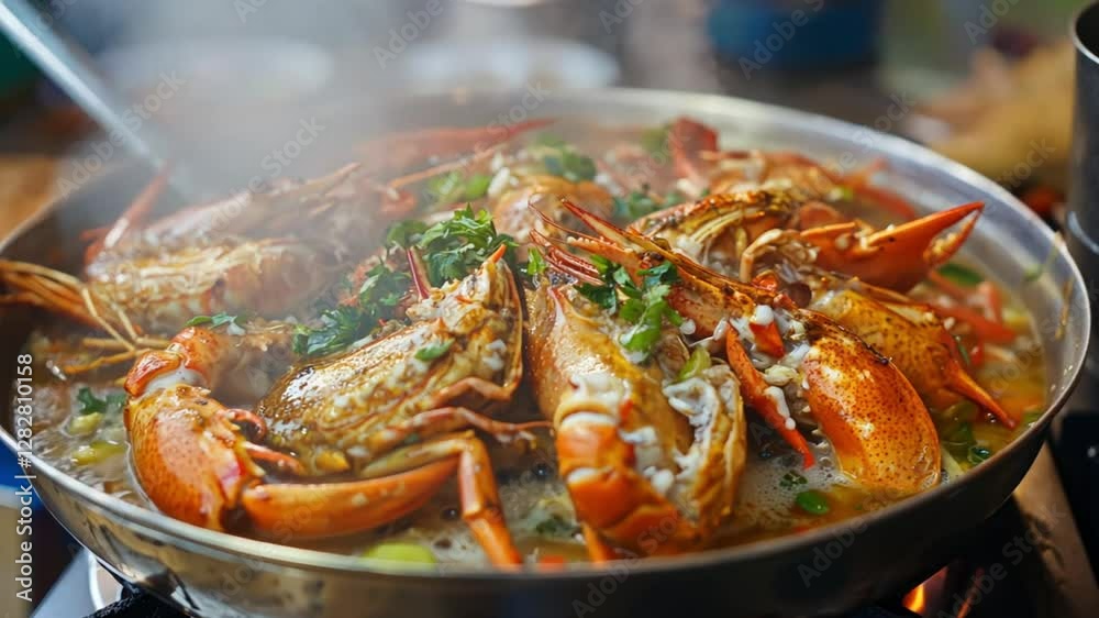 Steaming Hot Crayfish Dish Steaming Hot Crayfish Dish