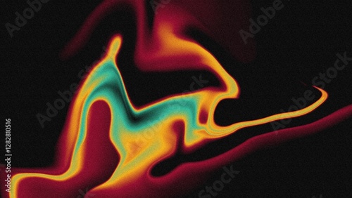 Abstract flat style Vintage soft blur defocused noise grainy freeform gradient background with red blue black liquid mid century modern colors airbrush copy space text area 