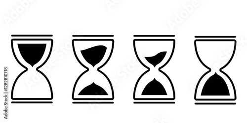 hourglass icon black line