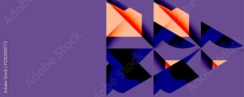 Abstract geometric composition with interlocking circular and angular shapes, featuring smooth gradients and sharp contrasts on a white background