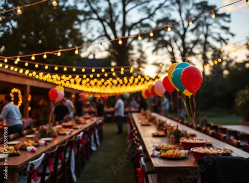 Wallpaper Mural Elegant Outdoor Party Celebration with String Lights and Festive Balloons Decor Torontodigital.ca