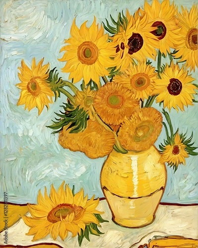 Sunflowers in a Vase: A Vibrant Still Life Painting