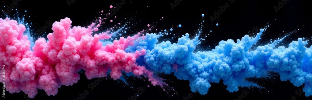 Fototapeta premium Pink and Blue Cloud of Particles on Black