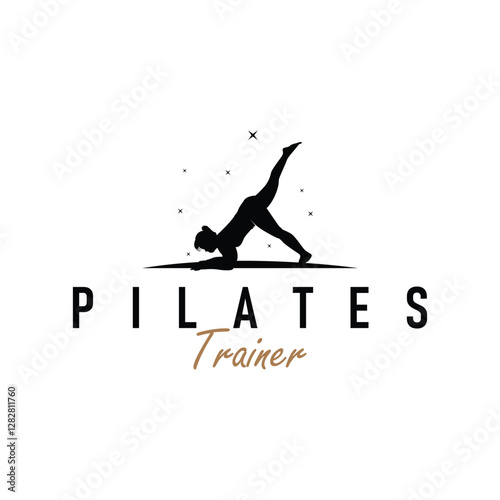 sport relaxation fitness physical illustration silhouette logo pilates training pose sports gymnastics template symbol