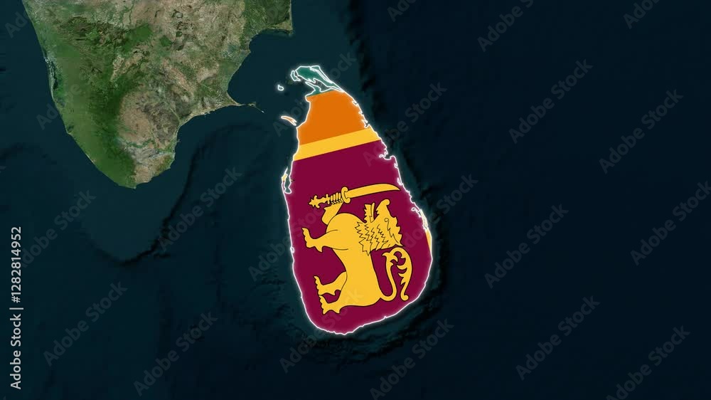 Sri Lanka Map with flag animation, geography of Sri Lanka