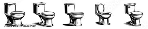 Minimalist line drawing of an upright toilet