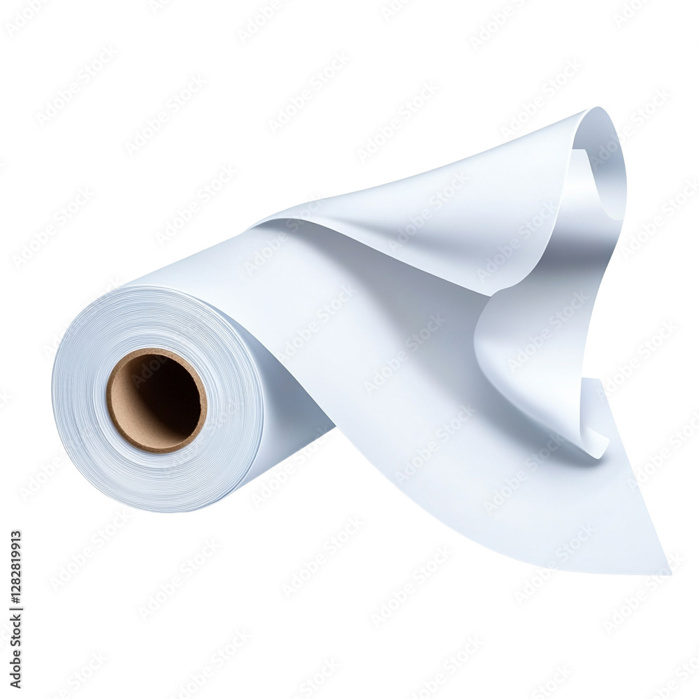 Roll of white paper with smoothisolated on transparent background