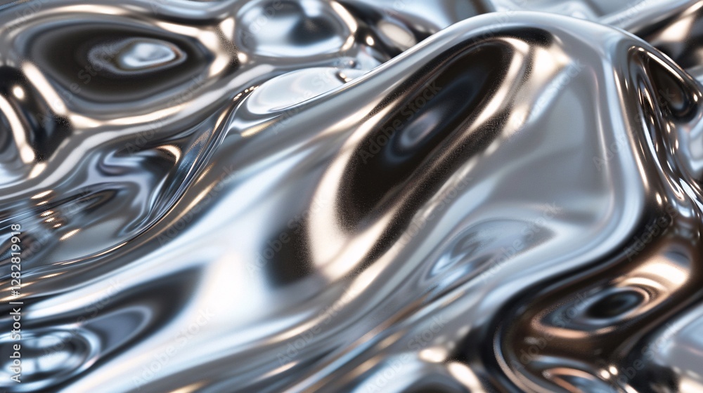 Abstract chrome texture with reflective highlights Abstract chrome texture with reflective highlights