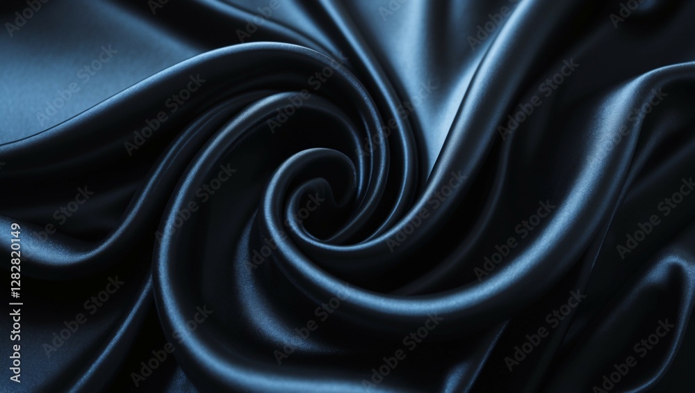 Fototapeta premium A close-up of smooth, flowing black silk fabric with a luxurious, glossy texture.