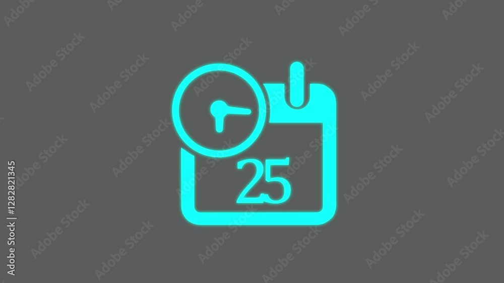 Abstract calendar icon - day 25 animation. Clock icon lime animation transparent appointment, important date on white background. Abstract calendar icon - day 25 animation. Clock icon lime animation transparent appointment, important date on white background.