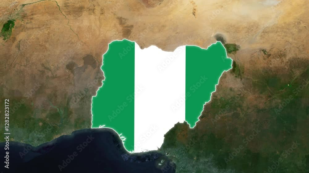 Nigeria Map with flag animation, Map Nigeria