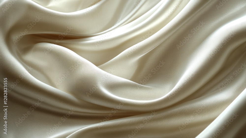 Obraz premium Cream silk fabric drapes, studio shot, background blur, textile design