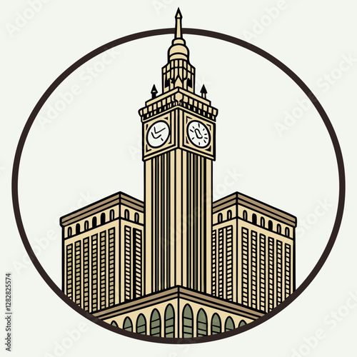 Makkah Clock Tower Icon – Landmark Vector Illustration